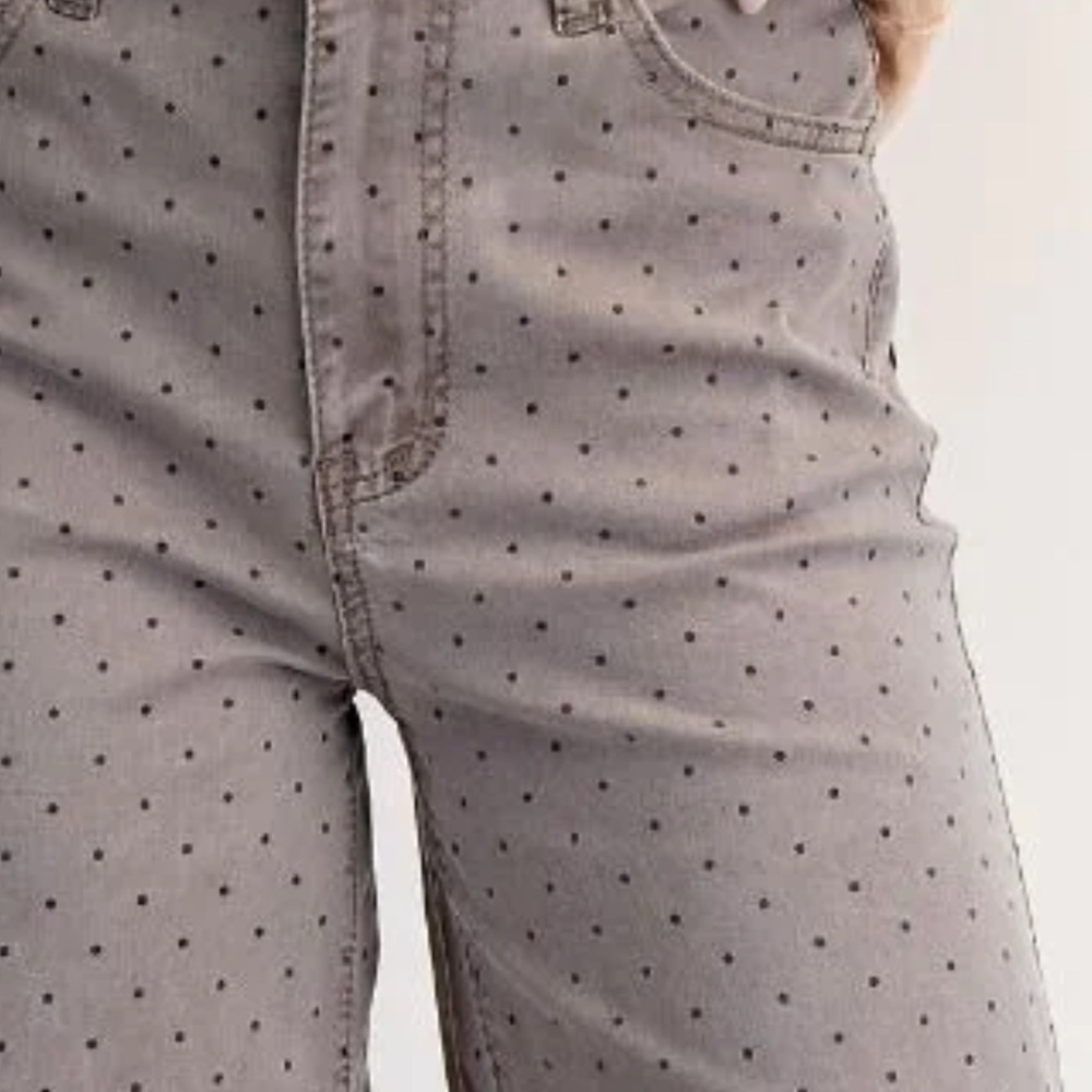 Gray Polka Dot Wide-Leg Pants